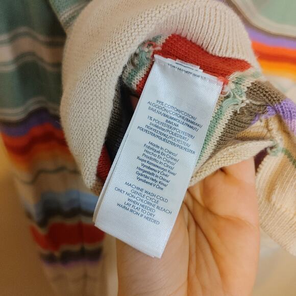 Chaps Size Medium M Cotton Stripes Striped Colorful Long Sleeve Sweater Top - Picture 8 of 10